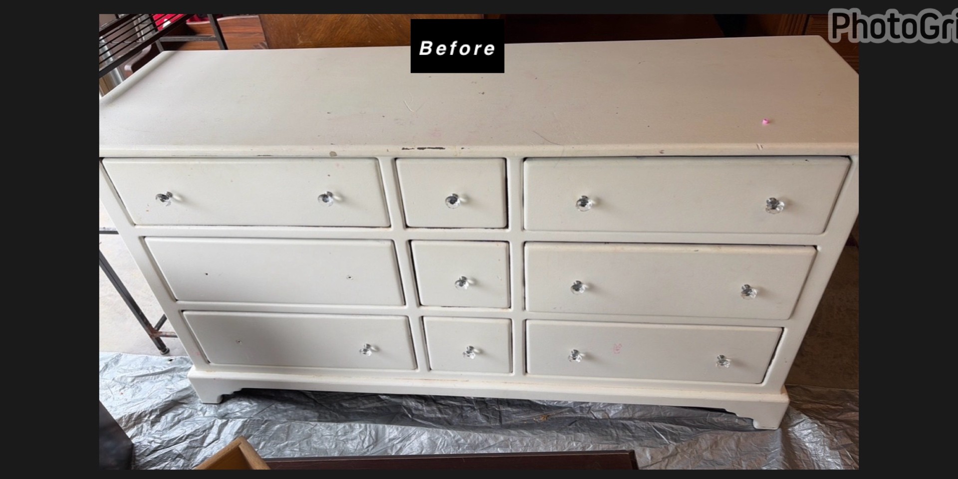 Sage Vintage Dresser โ before